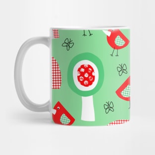 Red Birds And Trees Collage Mug